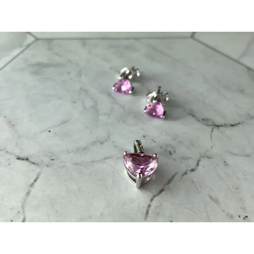 925 Sterling Silver Morganite and CZ 